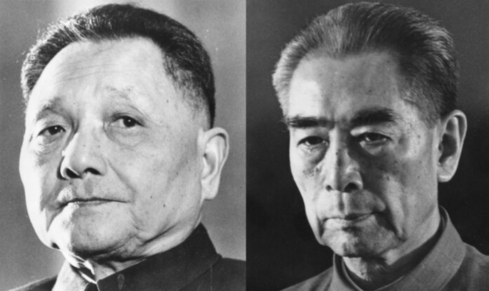 Bên trái: Đặng Tiểu Bình, lãnh đạo Đảng Cộng sản Trung Quốc từ ngày 1 tháng 1 năm 1978. Bên phải: Chu Ân Lai, thủ tướng Cộng hòa Nhân dân Trung Hoa, vào ngày 1 tháng 1 năm 1974. (Sự kiện Thiên An Môn 1976: Biến cố giữa 2 thời kỳ đẫm máu ở Trung Quốc)