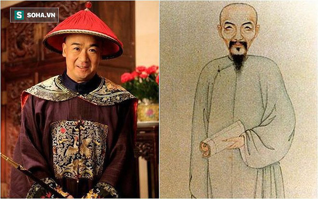 Chân dung Kỷ Hiểu Lam (bên phải) và hình tượng của ông trong một bộ phim truyền hình